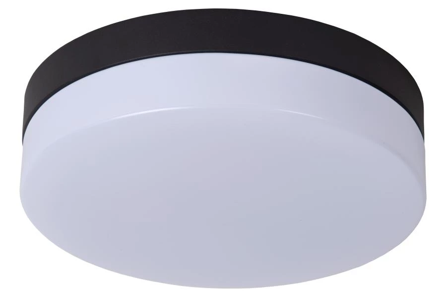 Lucide BISKIT - Flush ceiling light Bathroom - Ø 23 cm - LED - 1x12W 2700K - IP44 - Motion Sensor - Black - turned off